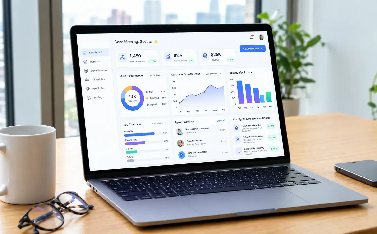 Modern sales dashboard in the laptop in the office space